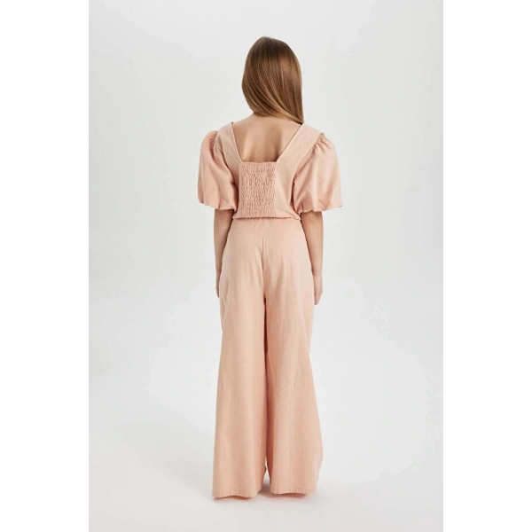 DEFACTO Kız Çocuk Wide Leg Geniş Bol Paça Pamuklu Pantolon
