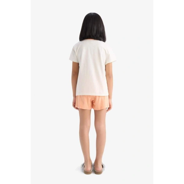 DEFACTO Kız Çocuk %100 Pamuklu Baskılı Beli Lastikli Pijama Takımı