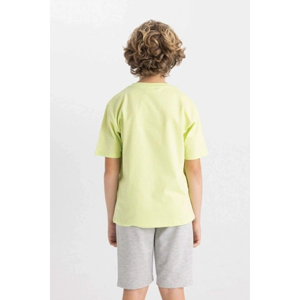 DEFACTO Erkek Çocuk Bisiklet Yaka Baskılı Kısa Kollu T-shirt