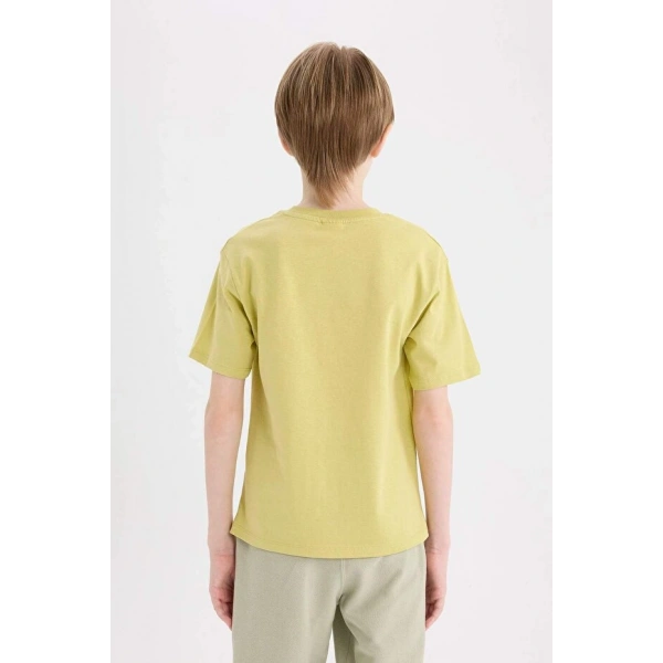DEFACTO Erkek Çocuk Bisiklet Yaka Baskılı Kısa Kollu T-shirt