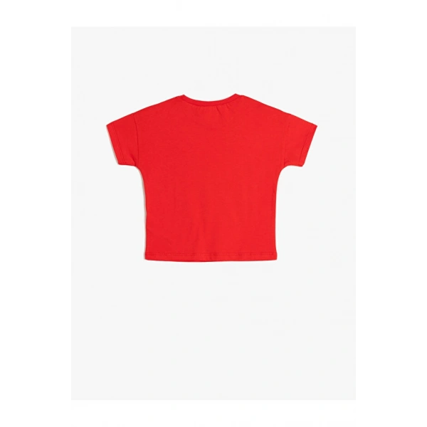 KOTON Kız Çocuk Baskılı Kısa Kollu Bisiklet Yaka Pamuklu T-shirt