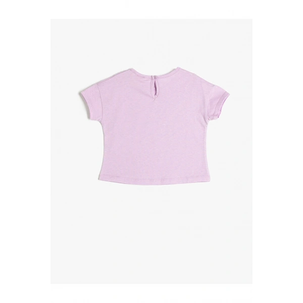 KOTON Kız Bebek Kısa Kollu Bisiklet Yaka Dinozor Baskılı Pamuklu T-shirt