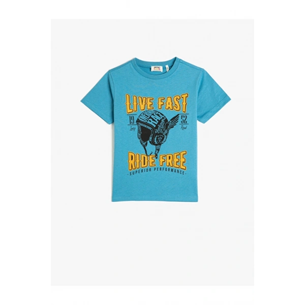 KOTON Kısa Kollu Bisiklet Yaka Pamuklu T-shirt