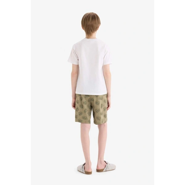 DEFACTO Erkek Çocuk %100 Pamuklu Regular Fıt Desenli Beli Lastikli Pijama Takımı