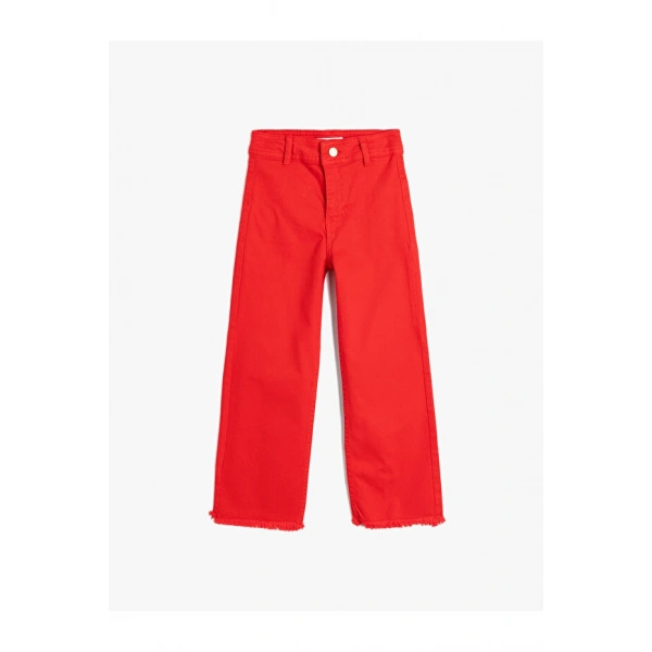 KOTON Kız Çocuk Bol Paça Cepli Pamuklu Wide Leg Jean