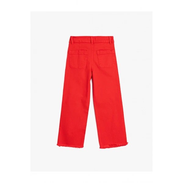 KOTON Kız Çocuk Bol Paça Cepli Pamuklu Wide Leg Jean