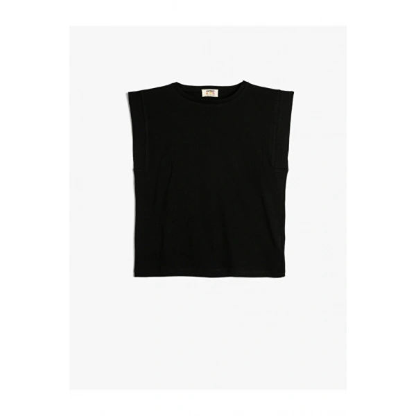 KOTON Kız Çocuk Siyah Kolsuz T-shirt