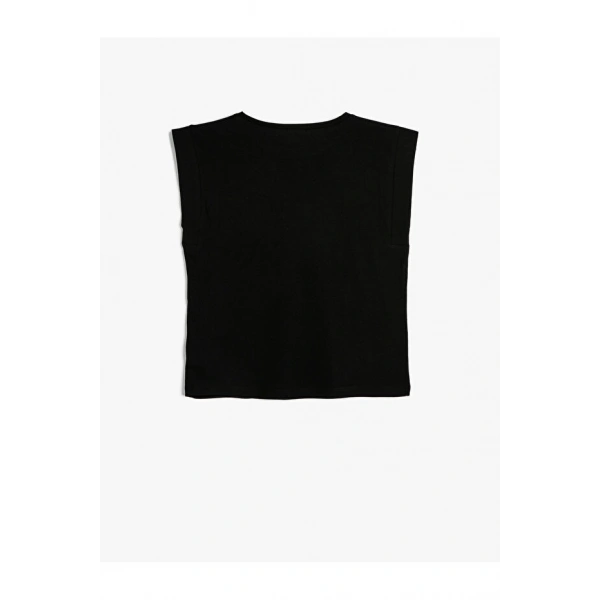 KOTON Kız Çocuk Siyah Kolsuz T-shirt
