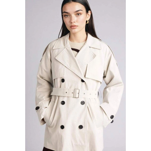 DEFACTO Kadın Regular Fıt Twill Trençkot