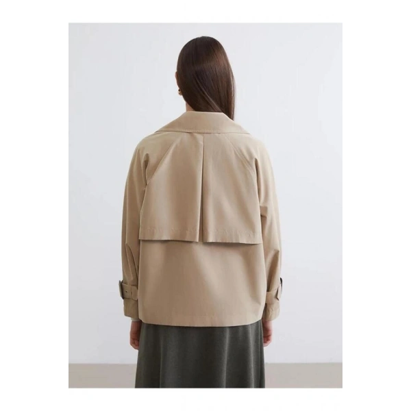 LC Waikiki Kadın Kruvaze Yaka Oversize Kadın Trençkot