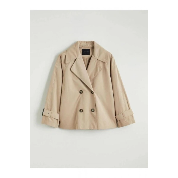 LC Waikiki Kadın Kruvaze Yaka Oversize Kadın Trençkot