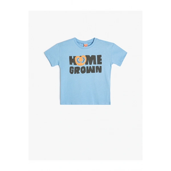 KOTON Erkek Çocuk Kısa Kollu Bisiklet Yaka Pamuklu Baskı T-shirt