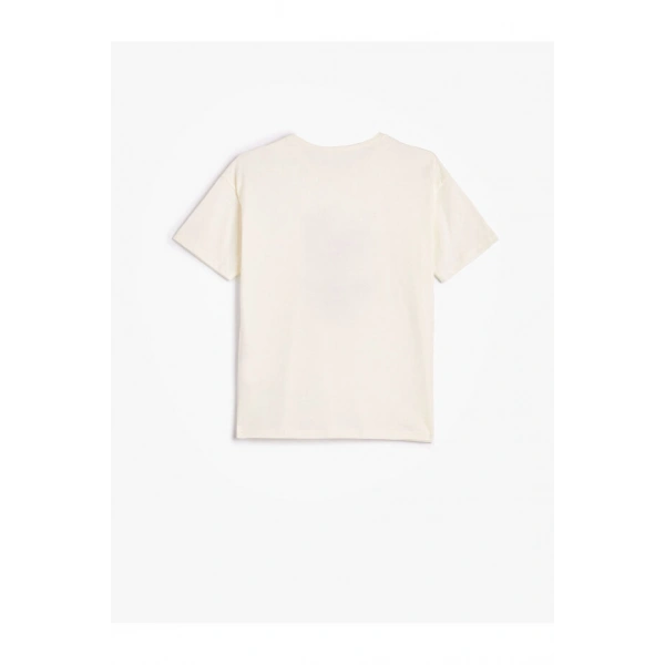 KOTON Erkek Çocuk Kısa Kollu Bisiklet Yaka Baskı Detaylı Pamuklu T-shirt