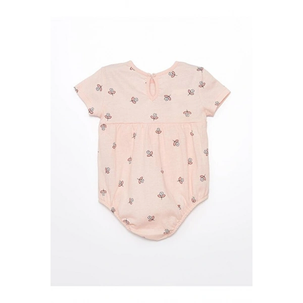 LC Waikiki Kız Bebek Bisiklet Yaka Kısa Kollu Çiçek Desenli Çıtçıtlı Body