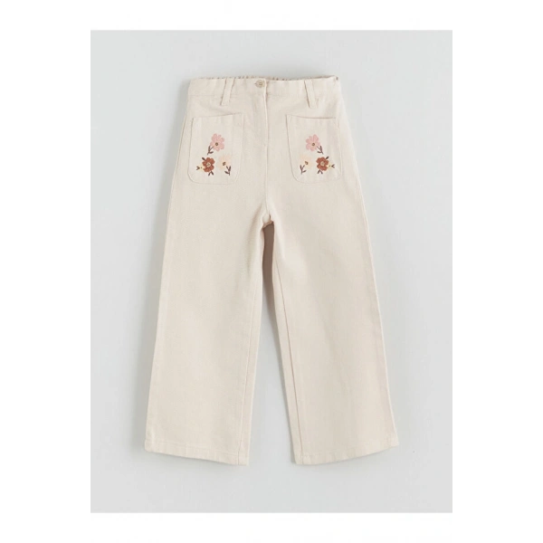 LC Waikiki Kız Çocuk Beli Lastikli Çiçekli Pantolon