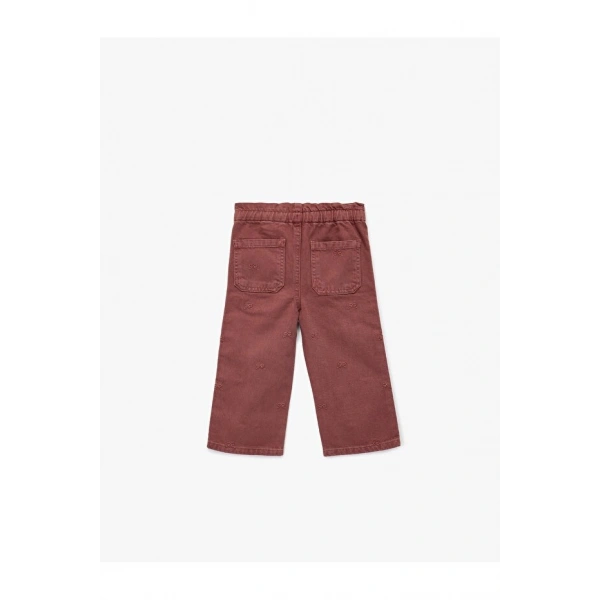 KOTON Kız Çocuk Pamuklu Loose Fit Beli Bağcıklı Cepli Denim Pantolon