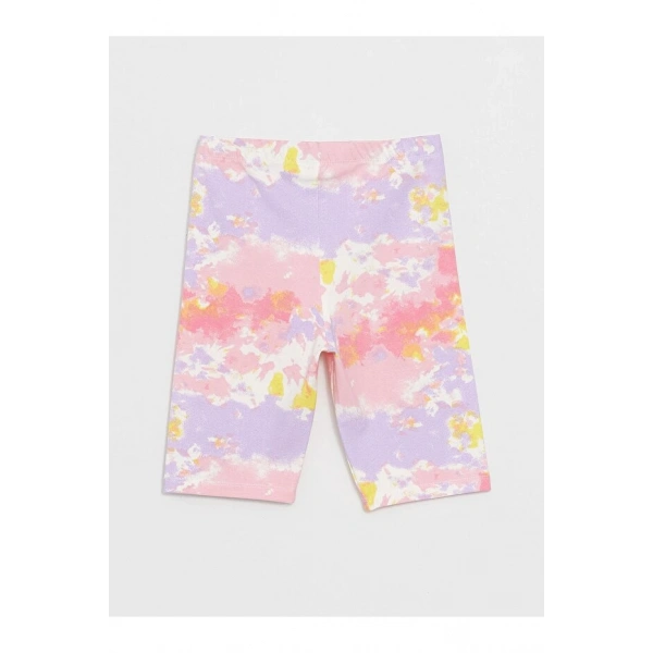 LC Waikiki Kız Çocuk Beli Lastikli Batik Desenli Kısa Tayt