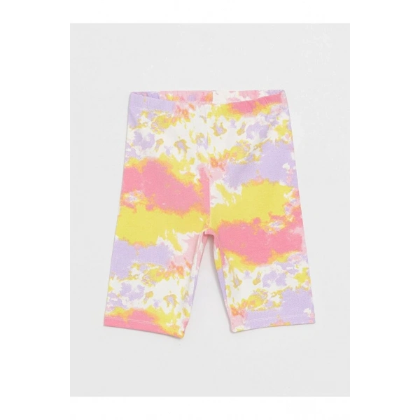 LC Waikiki Kız Çocuk Beli Lastikli Batik Desenli Kısa Tayt