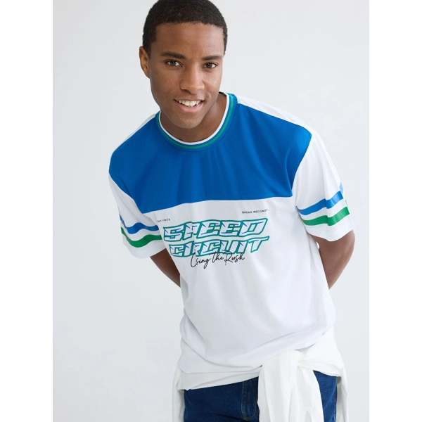 LC Waikiki Erkek Bisiklet Yaka Baskılı Tişört