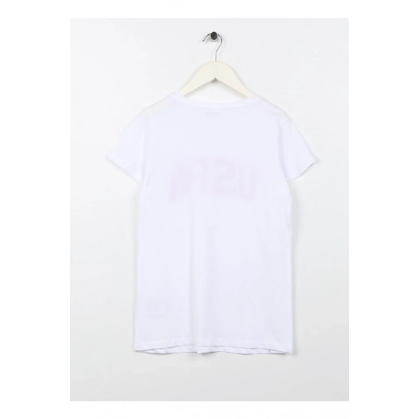 Kız Çocuk Baskılı Beyaz T-shirt