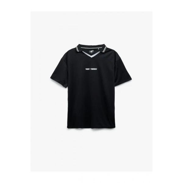 KOTON Erkek Polo Yaka Regular Fit Kısa Kollu Baskılı Spor Tişört