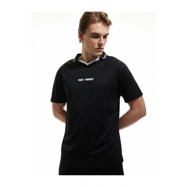KOTON Erkek Polo Yaka Regular Fit Kısa Kollu Baskılı Spor Tişört