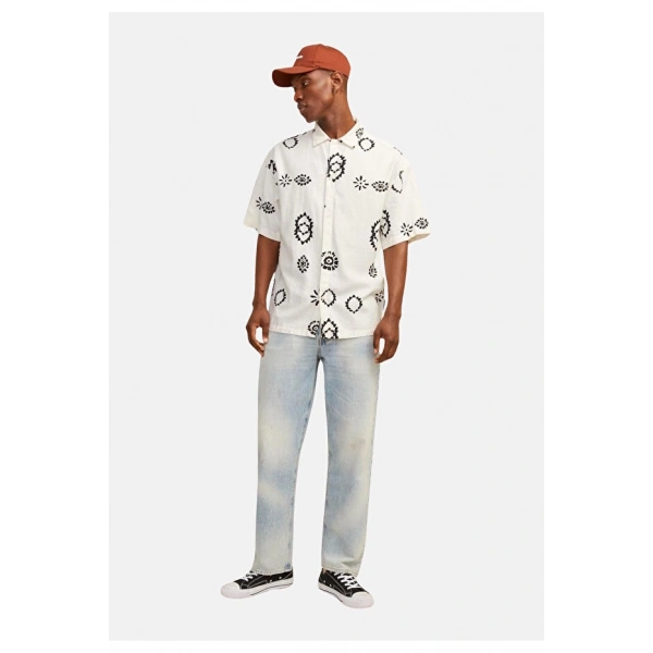 JACK & JONES Erkek Desenli Oversize Gömlek