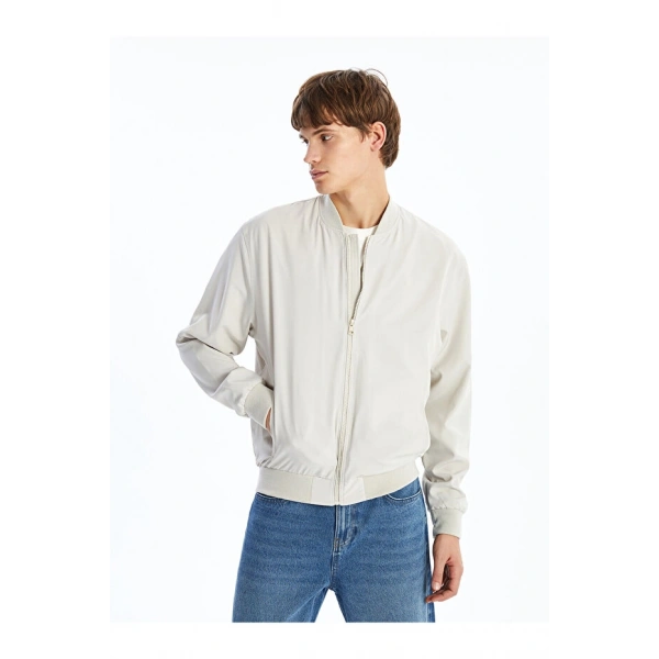 LC Waikiki Erkek Bej Standart Kalıp Kolej Yaka Bomber Mont