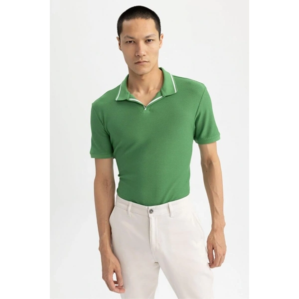 DEFACTO Erkek Modern Fit Polo Yaka Kısa Kollu Pamuklu Tişört