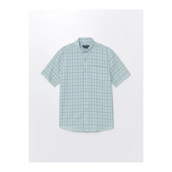 LC Waikiki Erkek Classic Regular Fit Kısa Kollu Ekose Poplin Gömlek