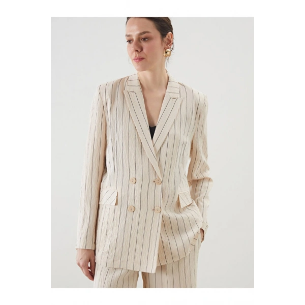 LC Waikiki Kadın Çizgili Blazer Ceket