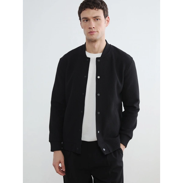 LC Waikiki Erkek Vision Siyah Kolej Yaka Sweatshirt