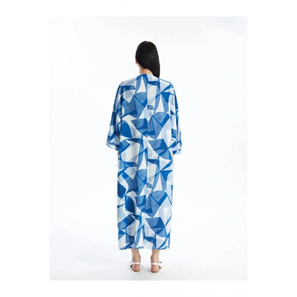 LC Waikiki Kadın V Yaka Desenli Oversize Elbise
