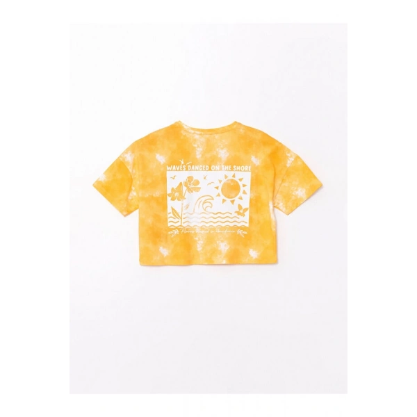 LC Waikiki Kız Çocuk Bisiklet Yaka Baskılı Kısa Kollu Crop Tişört