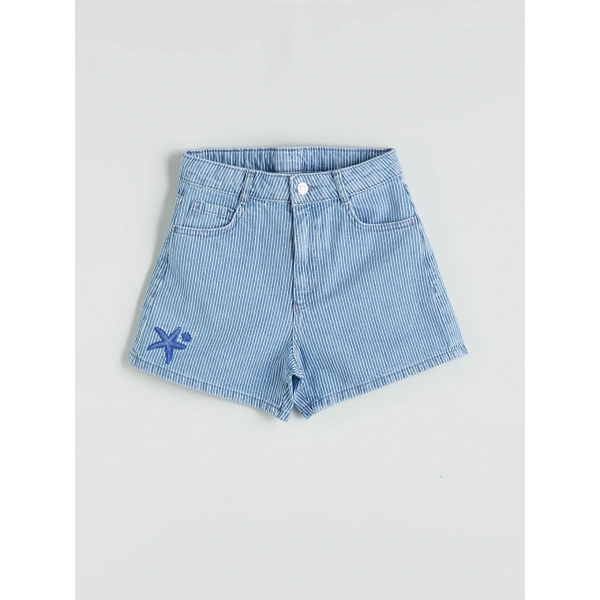LC Waikiki Kız Çocuk Indigo Çizgili Jean Şort