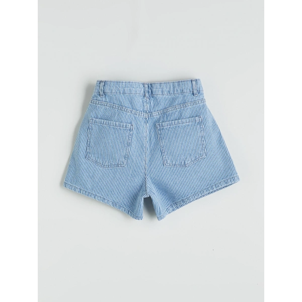 LC Waikiki Kız Çocuk Indigo Çizgili Jean Şort