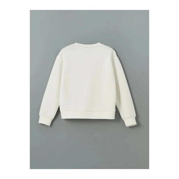 LC Waikiki Kız Çocuk Ekru Bisiklet Yaka Sweatshirt ve Tayt