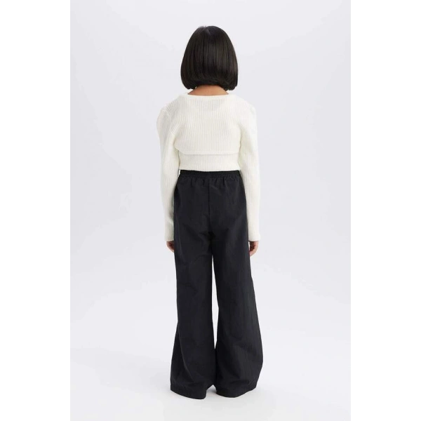 DEFACTO Kız Çocuk Beli Lastikli Wide Leg Geniş Paça Pantolon