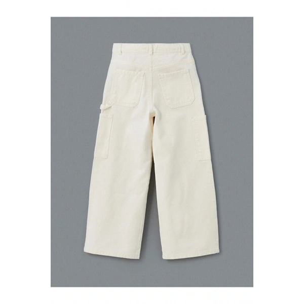 LC Waikiki Kız Çocuk Beli Ayarlanabilir Lastikli Kargo Jean Pantolon