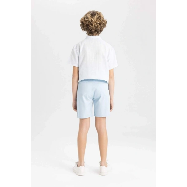DEFACTO Erkek Çocuk Cepli Basic Düz Gabardin Şort