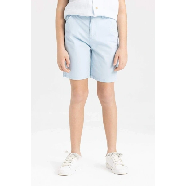 DEFACTO Erkek Çocuk Cepli Basic Düz Gabardin Şort