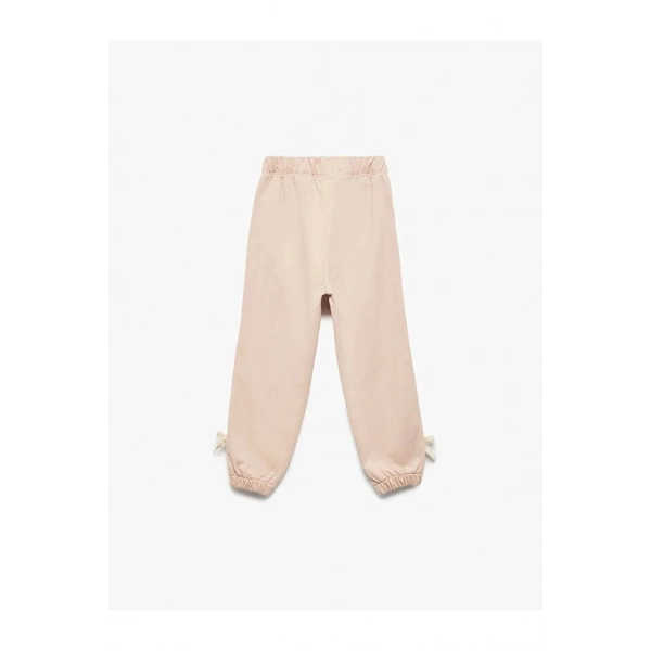 KOTON Kız Bebek Pamuklu Fiyonk Detaylı Şardonlu Jogger Pembe Eşofman Altı