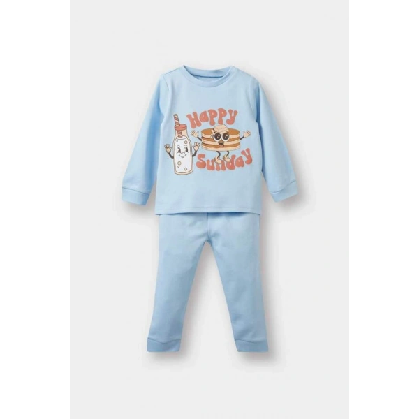 DEFACTO Erkek Çocuk Pamuklu Baskılı Beli Lastikli Pijama Takımı