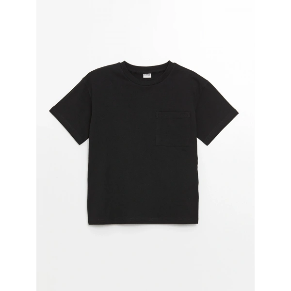 LC Waikiki Erkek Çocuk Siyah Oversize Bisiklet Yaka Tişört