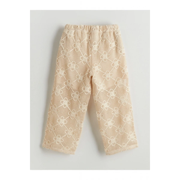 LC Waikiki Kız Çocuk Beli Lastikli Çiçekli Dantel Pantolon