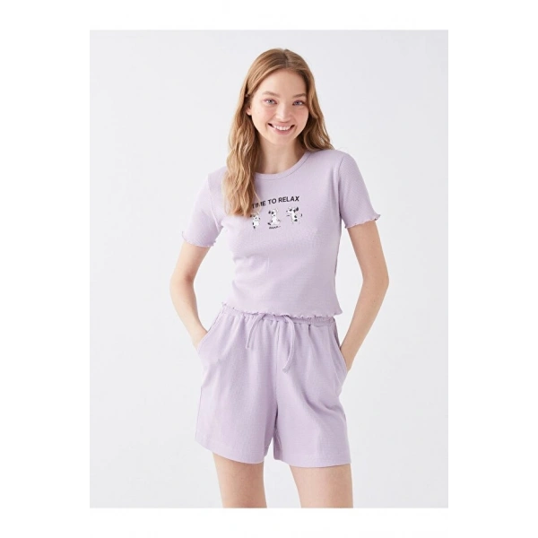 LC Waikiki Kadın Bisiklet Yaka Kısa Kollu Crop Tişört