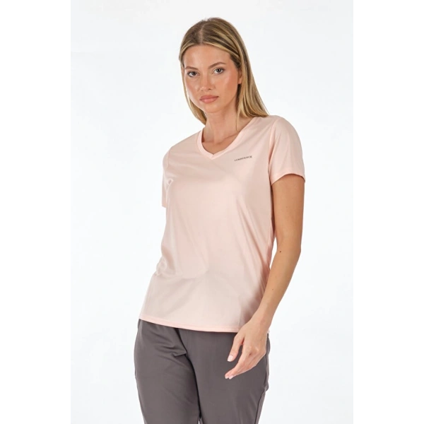 Lumberjack Kadın V Yaka Pembe T-Shirt