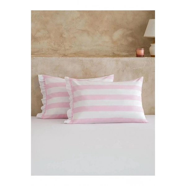 LC Waikiki Sarı Çizgili Pamuklu Yastık Kılıfı 2 li 50x70 Cm