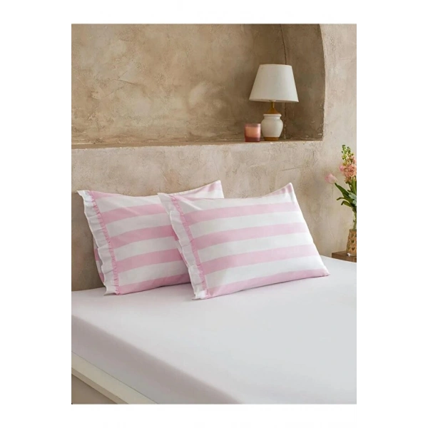 LC Waikiki Sarı Çizgili Pamuklu Yastık Kılıfı 2 li 50x70 Cm