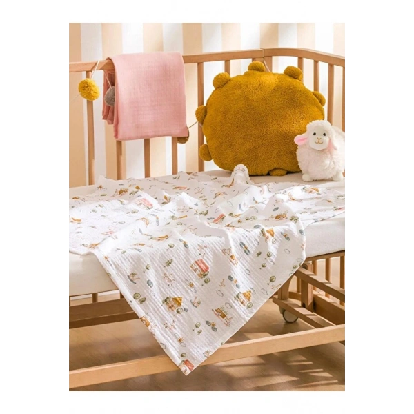 LC Waikiki Karışık Baskılı Kız Bebek Müslin Örtü 85x85 Cm